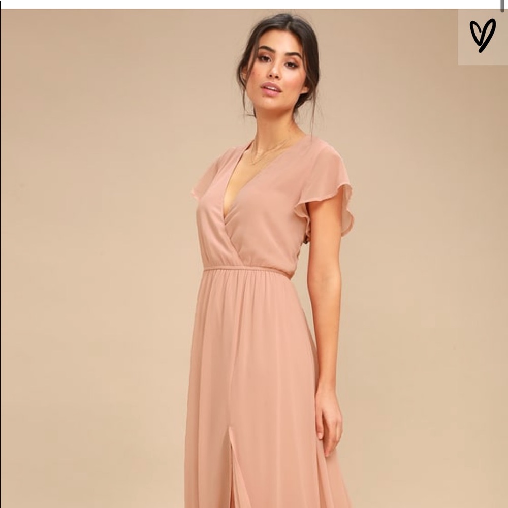 Lulus Lost In The Moment Blush Maxi Dress Size Med